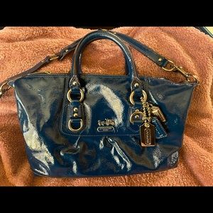 Shiny Blue Leather COACH purse! 👜😃